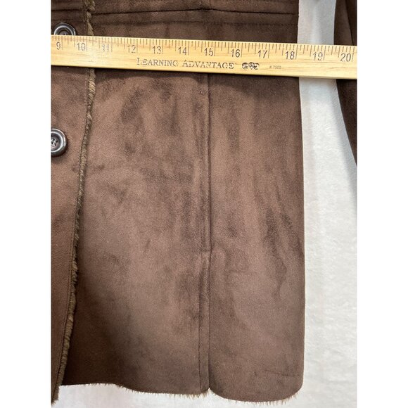 a.n.a. Coat Womens Medium Brown Faux Fur Button Front - Picture 9 of 10